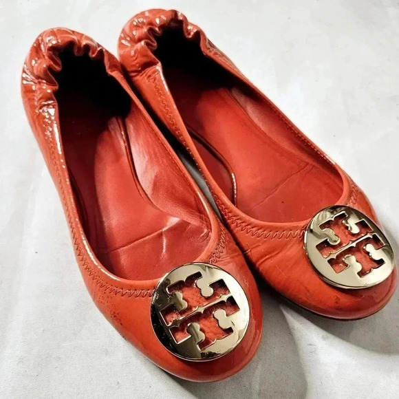 Tory burch Ballet slip on Flats Brick Classic Gold Hardware Sz 6 US - Picture 1 of 9